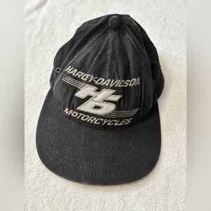 Vintage Harley Davidson Hat 90s Strapback Motorcycle Cap Black Baseball Cotton